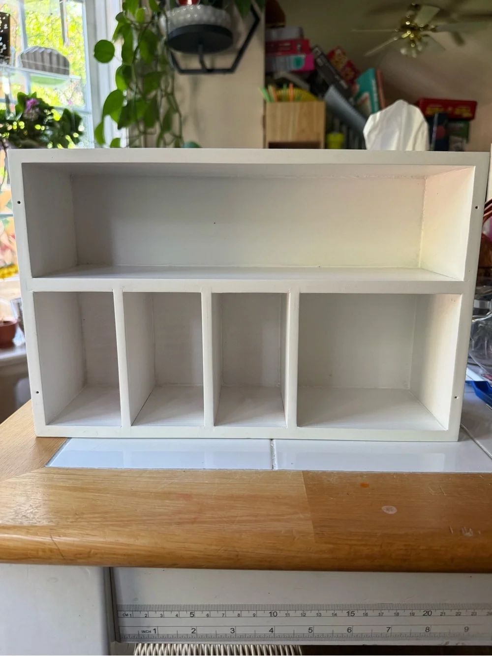 White Wood Utensil and Plate Organizer